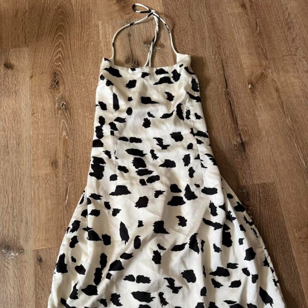 Superdown White Cow Print Halter Mini Dress Size L